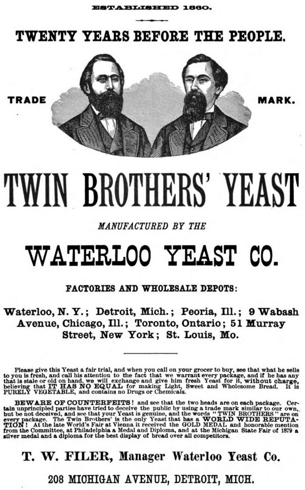 Ad for the brothers' business featuring their portraits