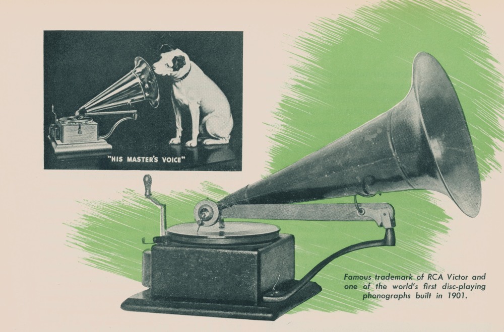 RCA trademark of dog listening to phonograph