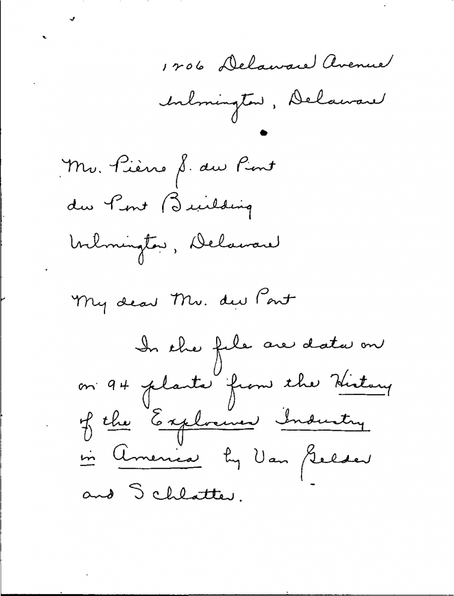 Letter from Kane to du Pont, 1943, page 1