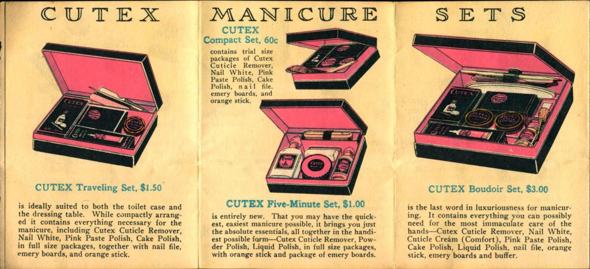 image of old ads, Cutex nail polish and nail care sets, $1-$3