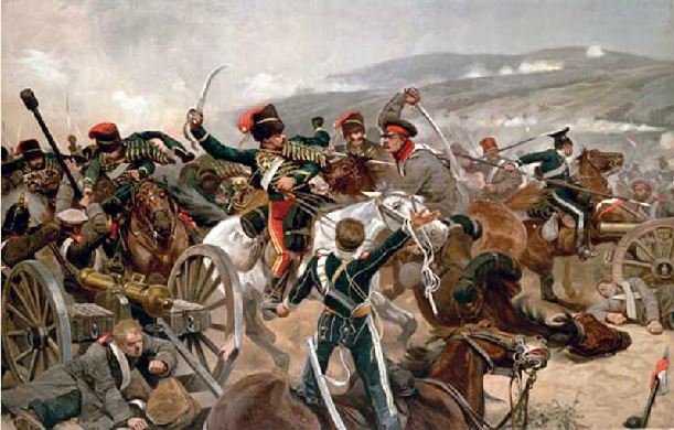 Painting of a battle during the Crimean War
