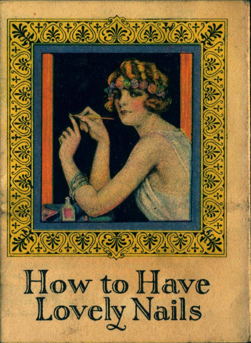 Women painting her nails on a catalog cover, 1924