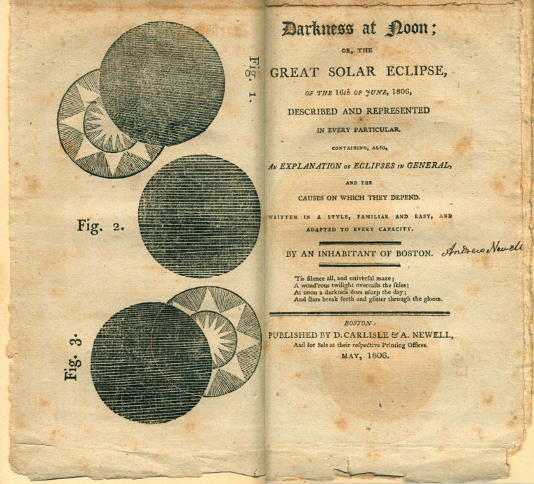 Pamphlet on solar eclipses showing the phases illustrated