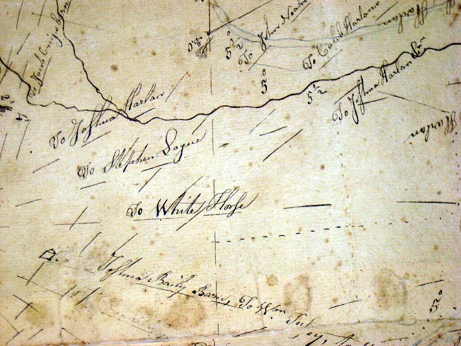 Hand drawn map by John Harlan, from 1795