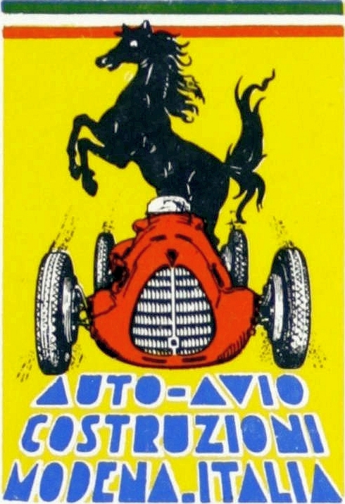 A stallion over a Ferrari on the cover of the first ever catalog for Ferrari