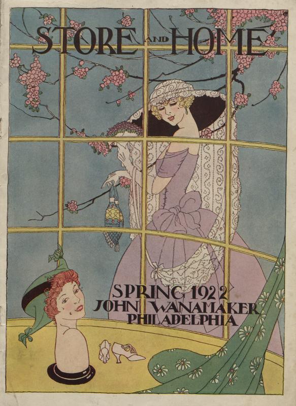 Cover of catalog. Illustration of a well dressed woman looking into a department store window.