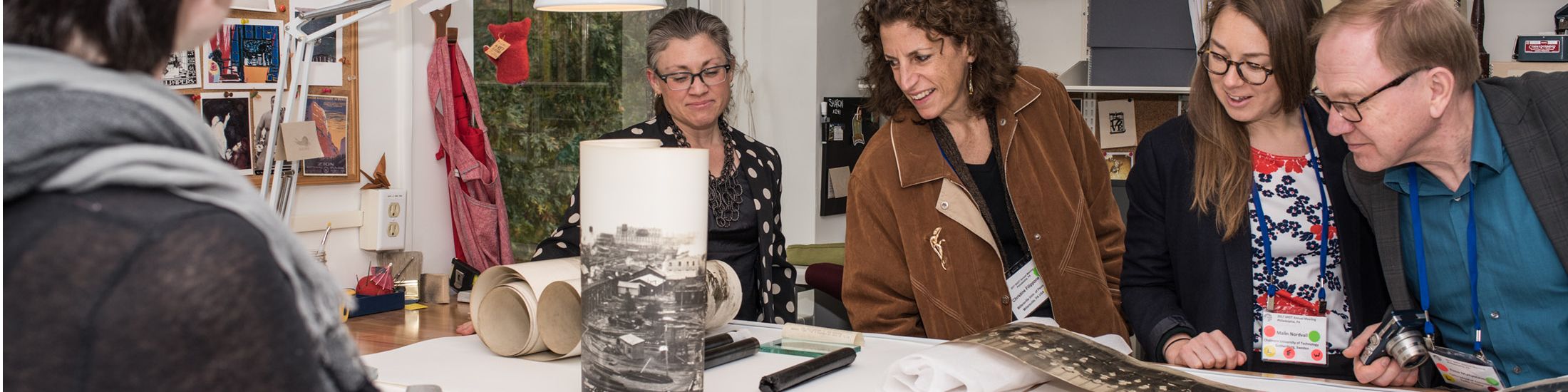 Library guests in conservation laboratory