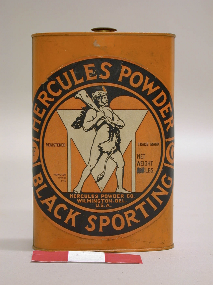 Gunpowder can with Hercules illustration