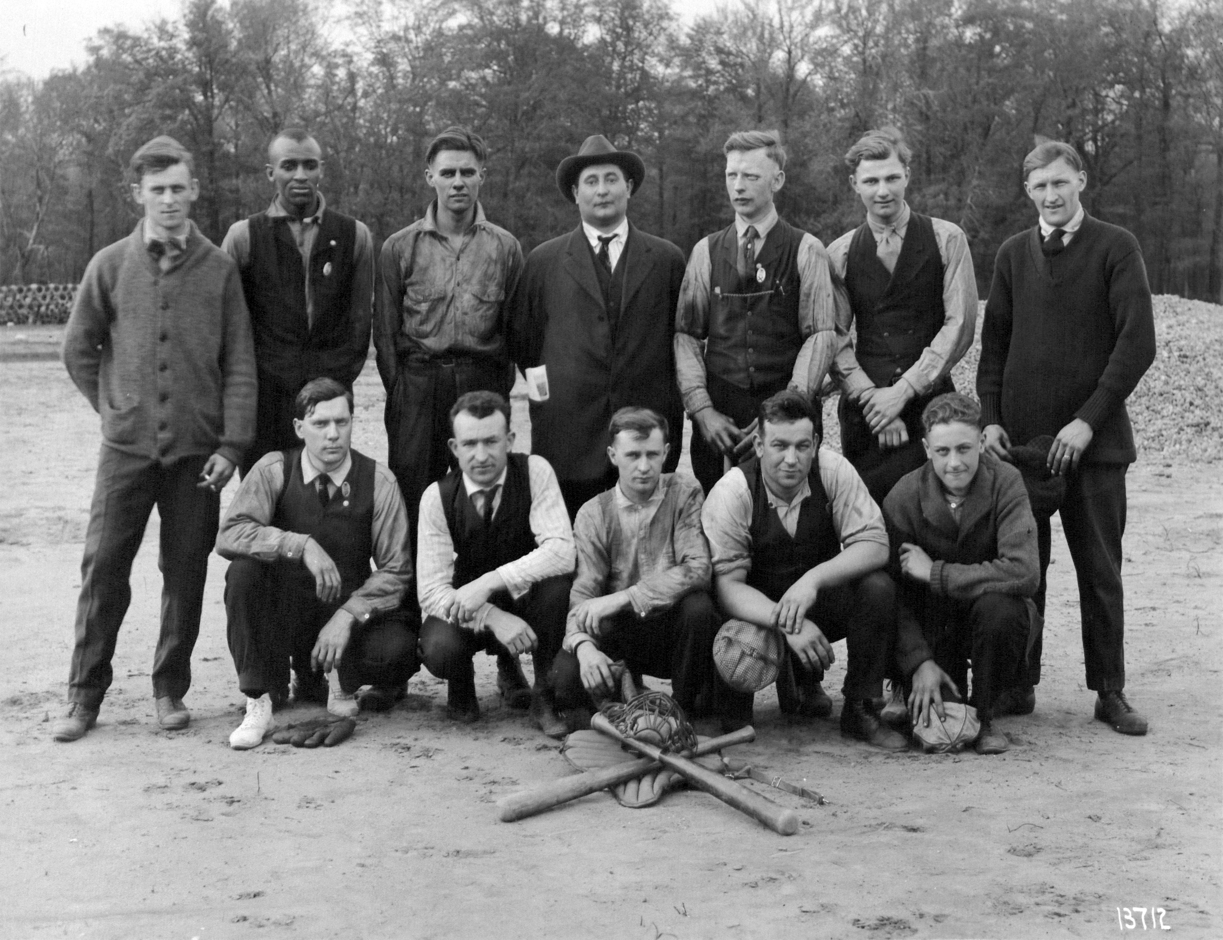 Black and white group photograph of Westinghouse Electric & Manufacturing's No.2 Shop baseball team