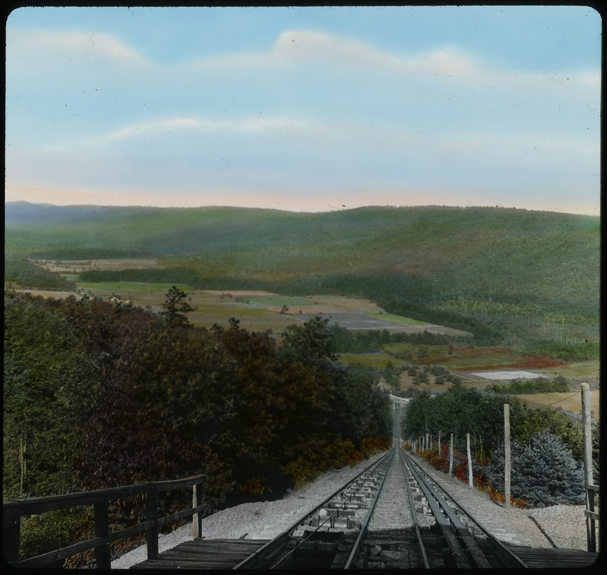 Switchback view of the Mauch Chunk Railway tracks from the top of Jefferson Plane