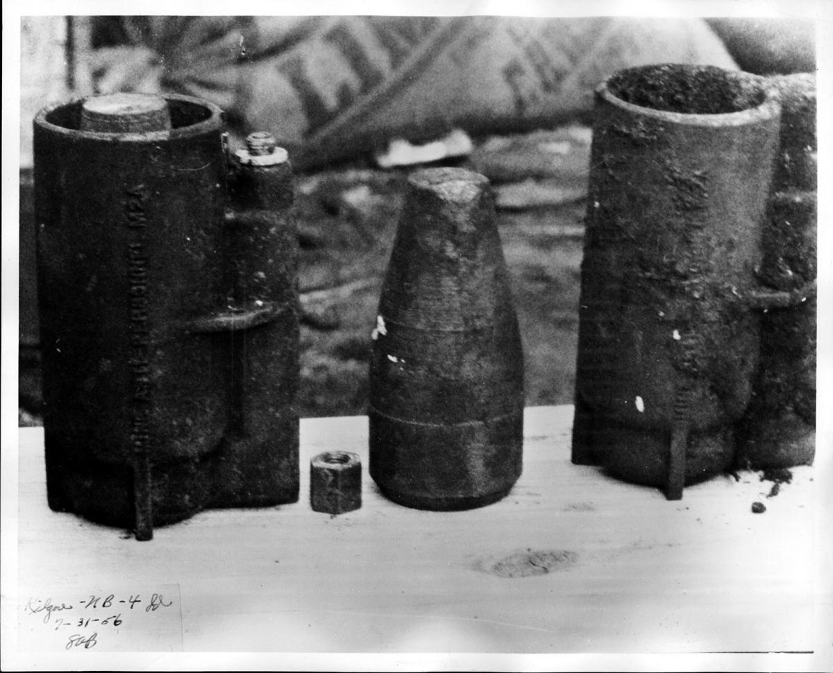 Anti-tank mines recovered at the South Amboy waterfront after the explosion.