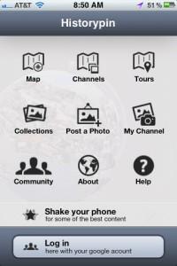 The Historypin App for mobile devices allows you to see photographs pinned near you on a map.