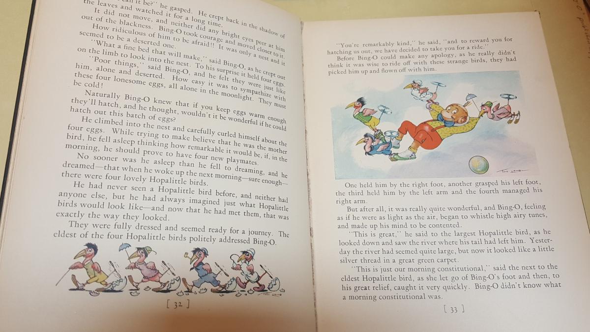 Illustrated pages of the Bing-O book.