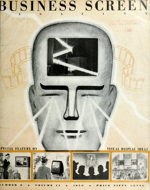 Magazine cover featuring an illustration of a head visualizing various visual displays.