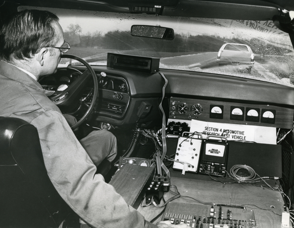 Driving a car testing automobile radar