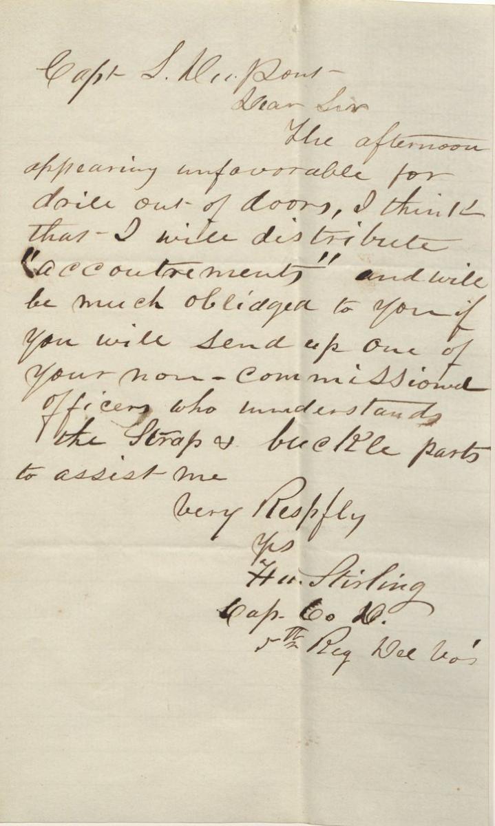 Letter from Hugh Stirling to Lammot du Pont, 1862