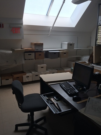 archives desk and boxes