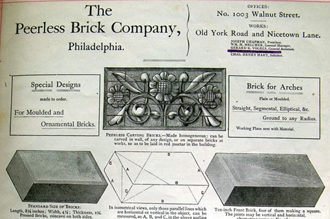 Peerless Brick Company ad for carving bricks