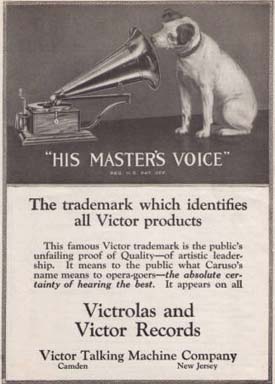 A 1920 ad for the Victor Talking Machine Company from the David Sarnoff Digital Library