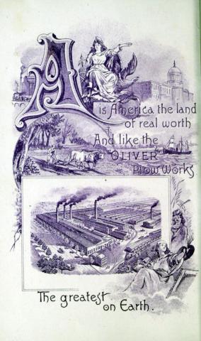 Letter "A" from The Oliver Alphabet: with Illustrations, by Oliver Chilled Plow Works