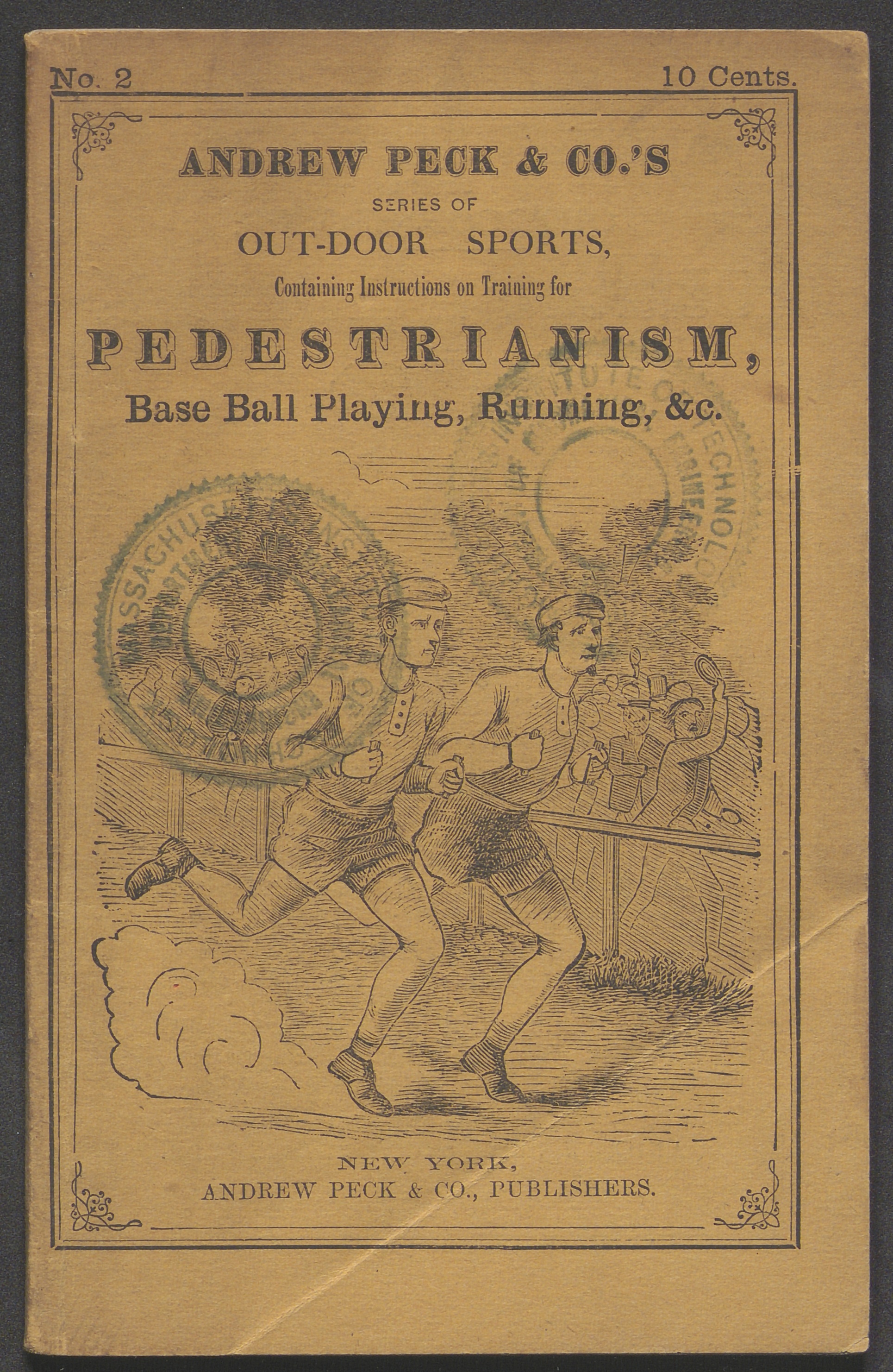 Cover of a pamphlet with an illustration of two men running next to one another.