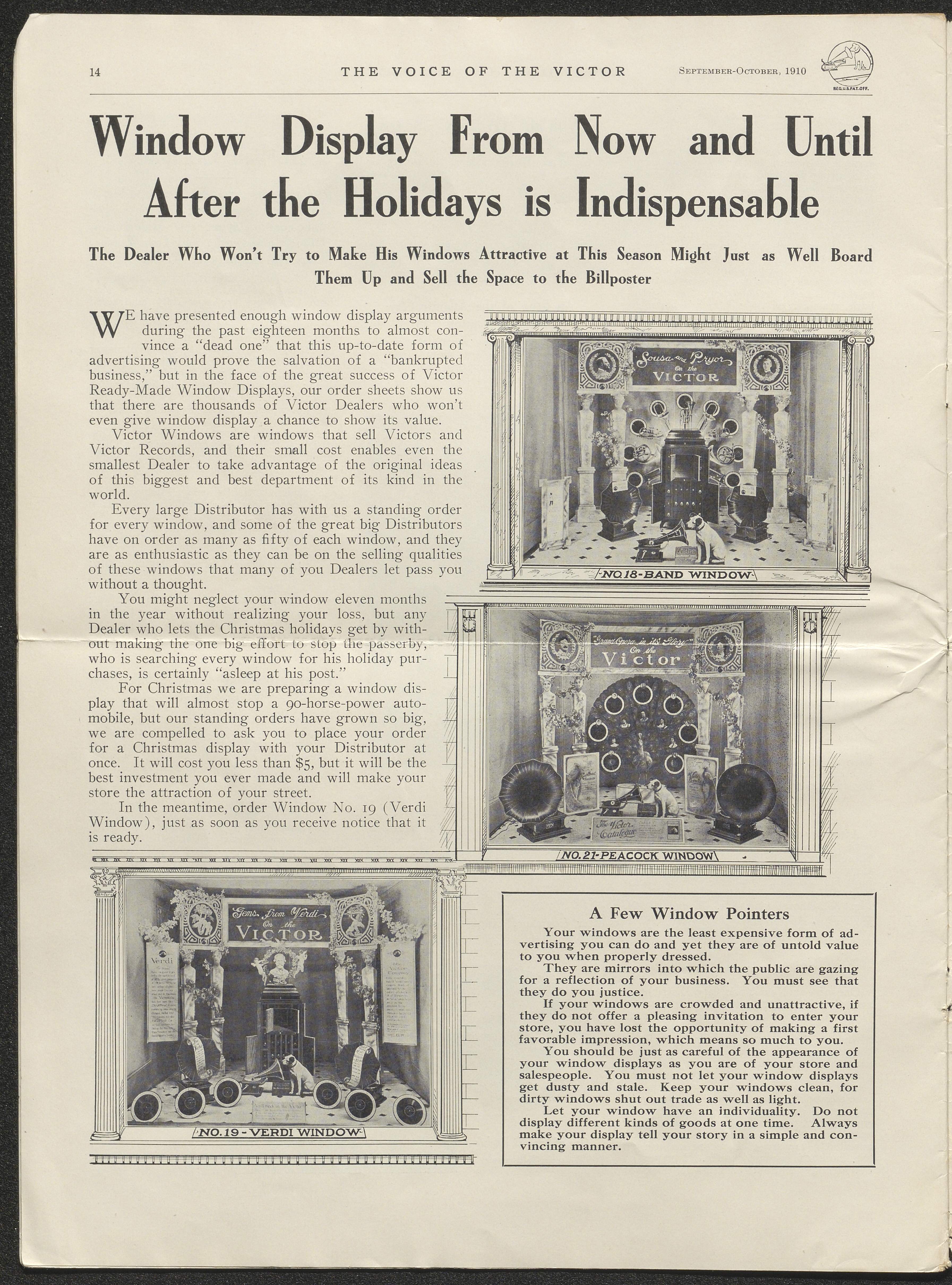 Newsletter page advertising Ready-Made Window Displays for store windows
