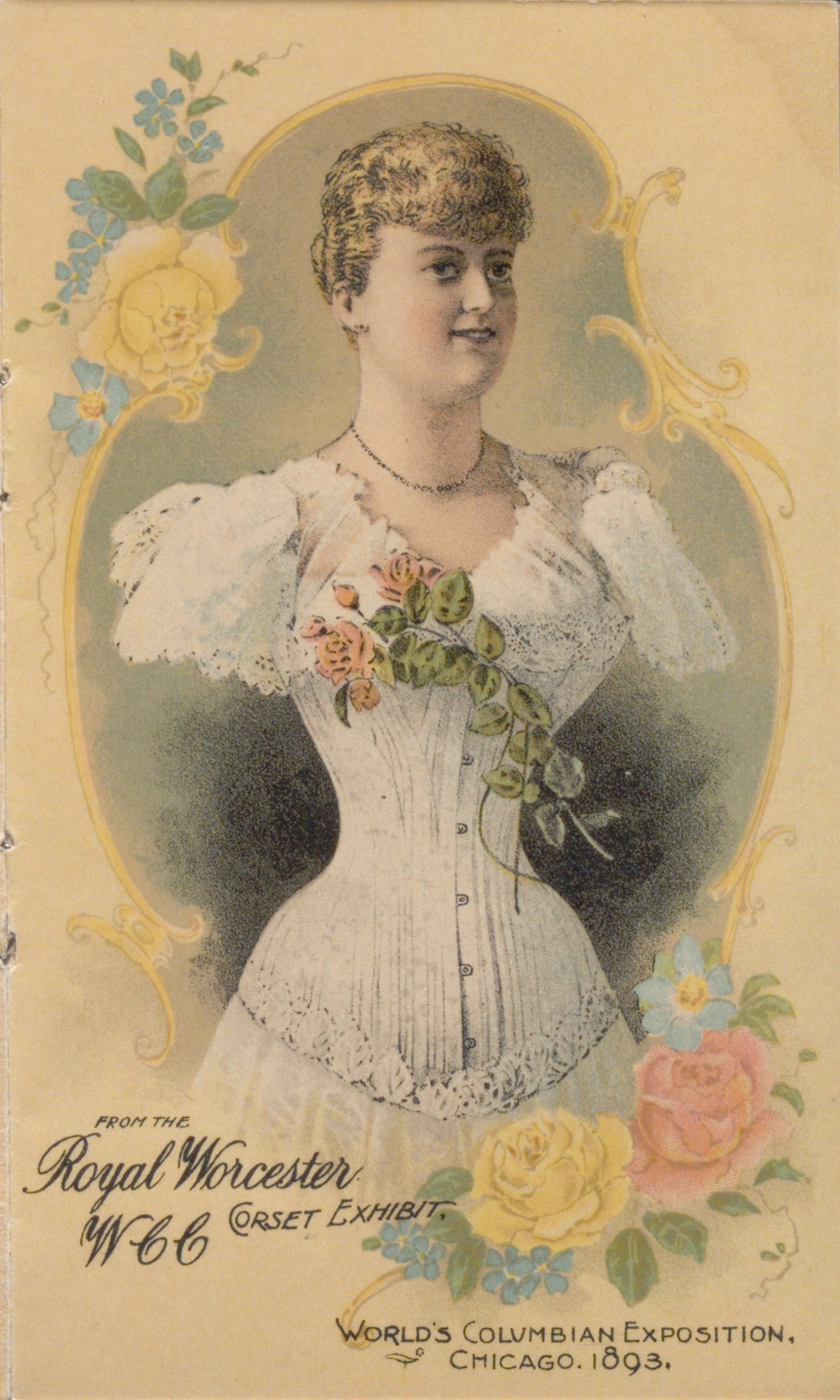 Color ilustration of an armless woman wearing a corset