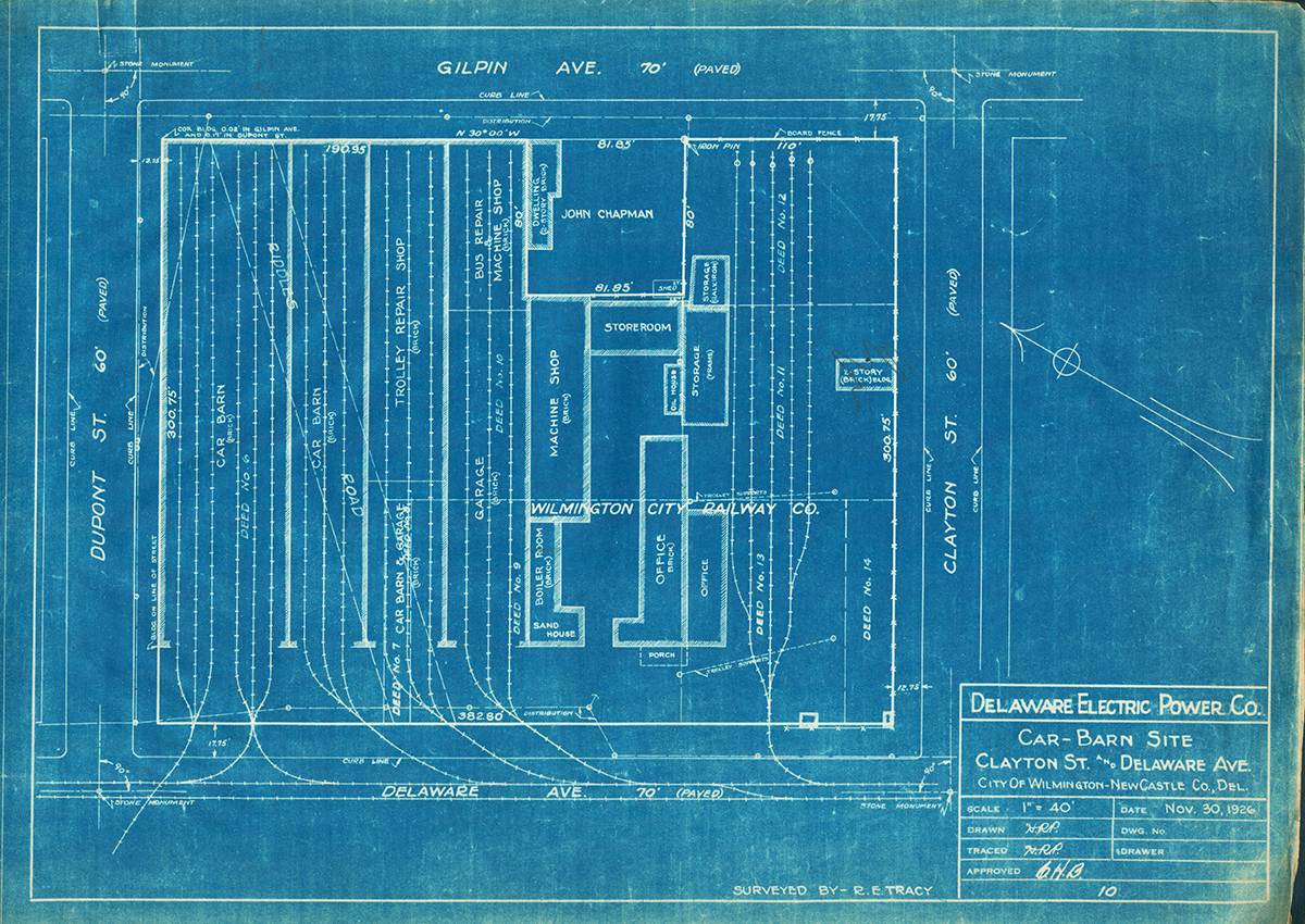 Trolley car barn blueprint