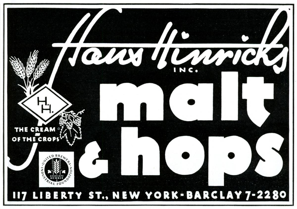 Beer ad for Hans Hinricks malt and hops