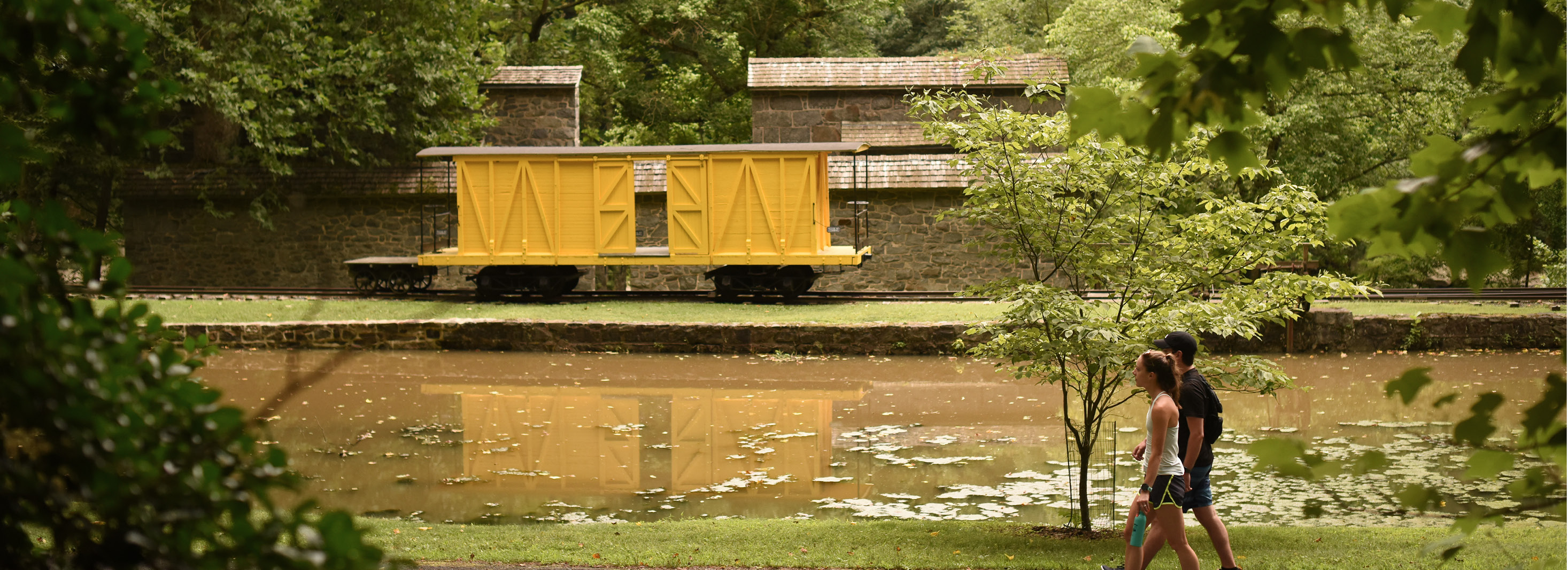 hagley's iconic boxcar next to the millrace