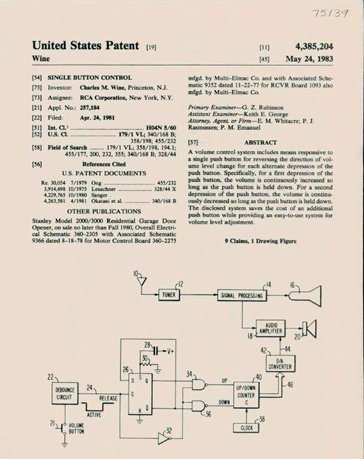 Wine’s patented Single Button Control for increasing and decreasing volume on televisions