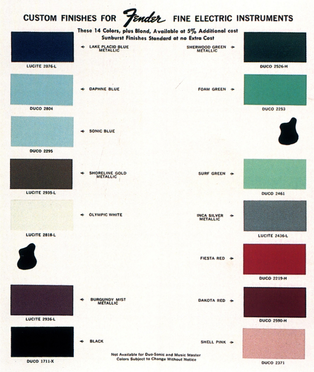 Fender Custom Color Chart