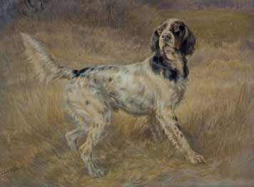 Painting of hunting dog