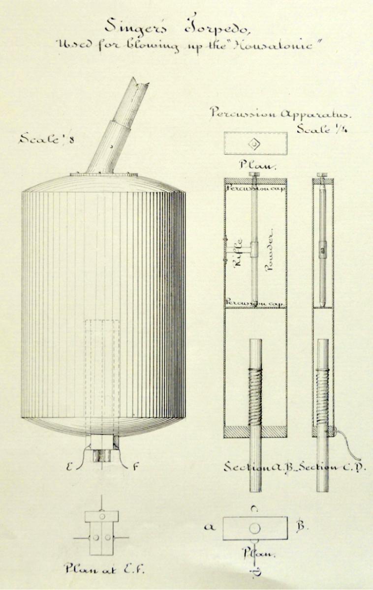 Drawing of a spar-mounted torpedo