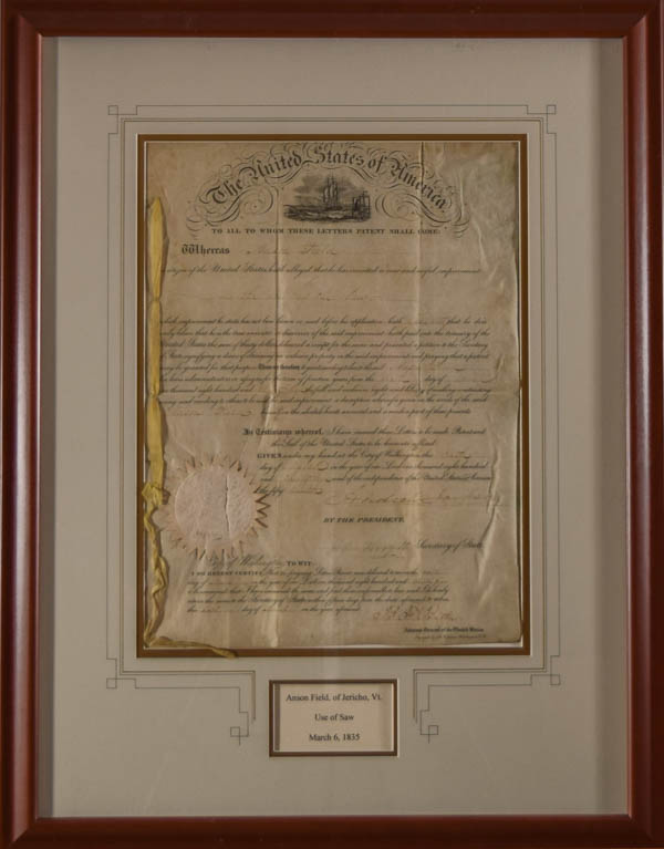 Patent for Improvement in the use of the Saw