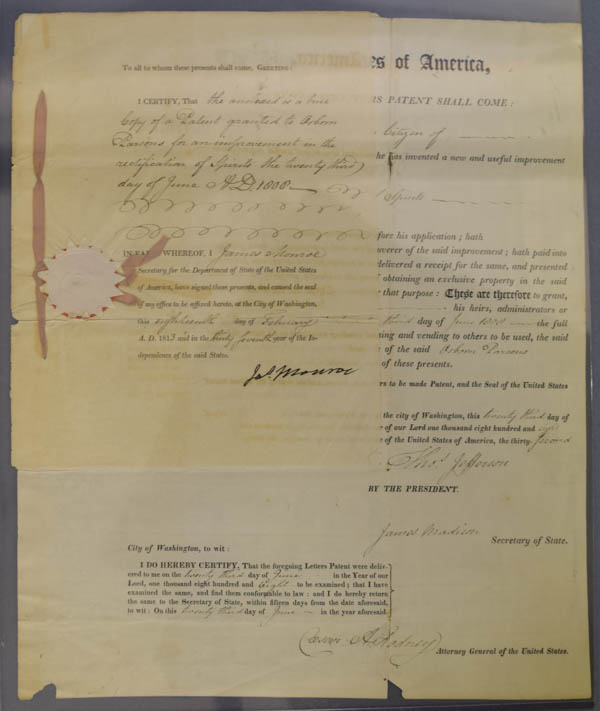 Patent for the Improvement in the Rectification of Spirits