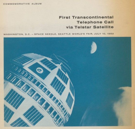 Cover of an album celebrating the first transcontinental call made via the satellite, 1962