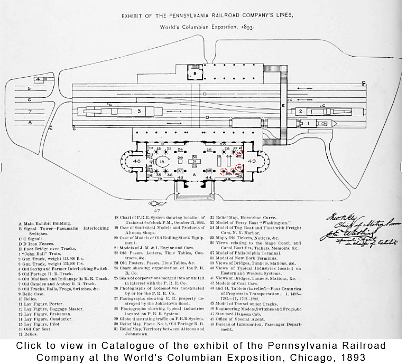 Floor plan of the Pennsylvania Railroad pavilion at the World's Columbian Exposition
