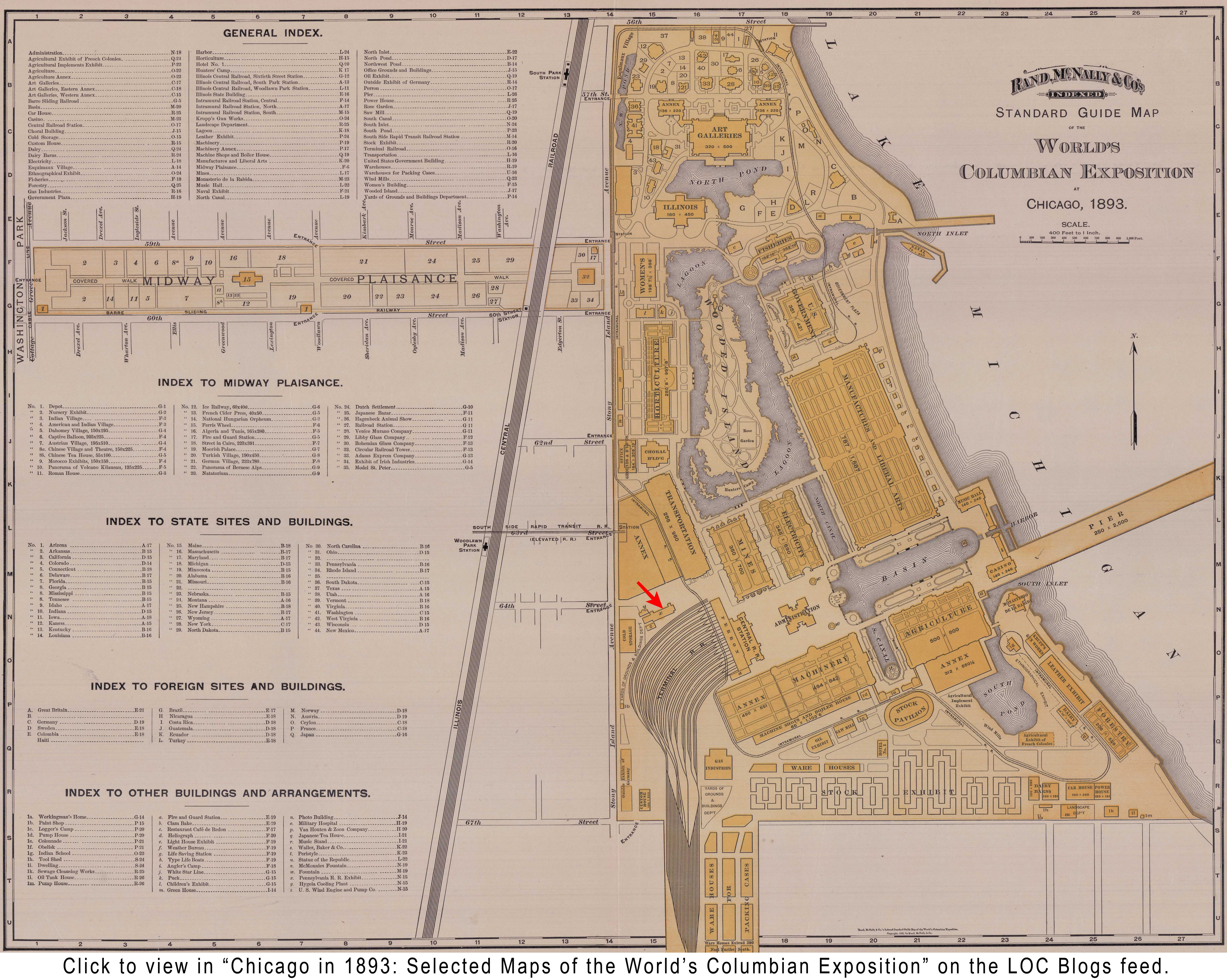 Indexed Standard Guide Map of the World’s Columbian Exposition at Chicago, 1893