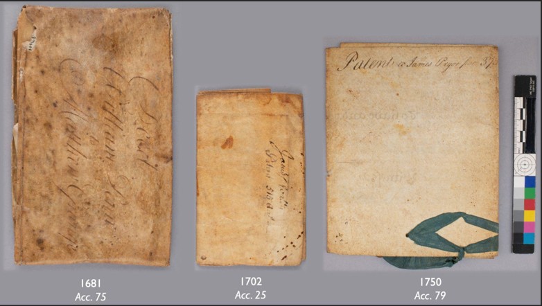Folded Colonial-era land documents