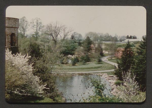 Kodachrome photograph of Longwood Gardens, garden view.