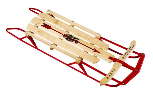 A wooden flexible flyer sled today.