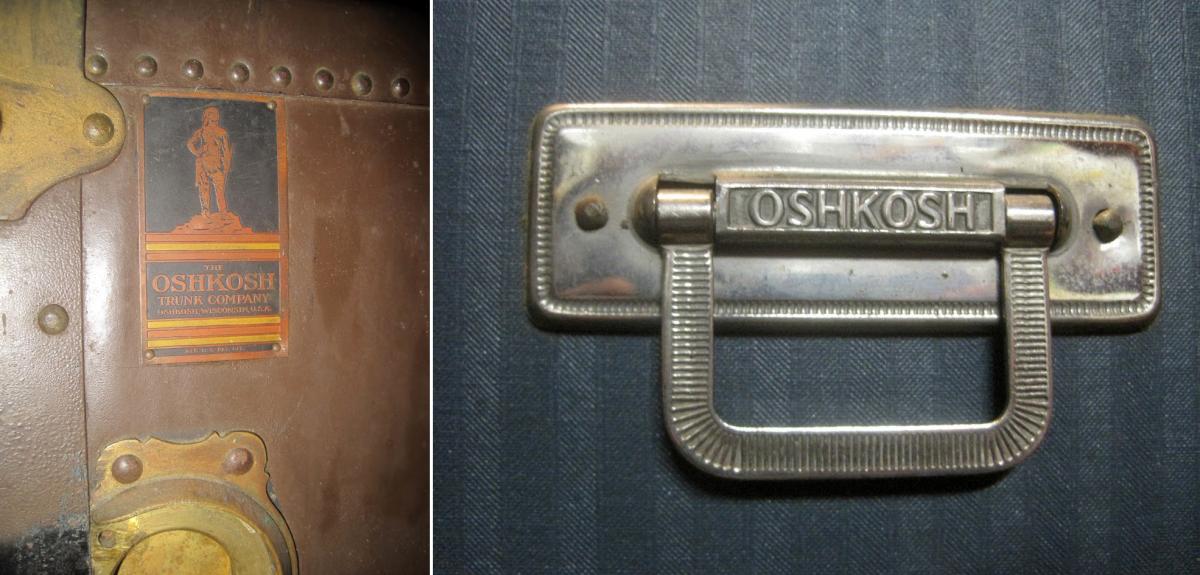 Oshkosh labels on the trunk.