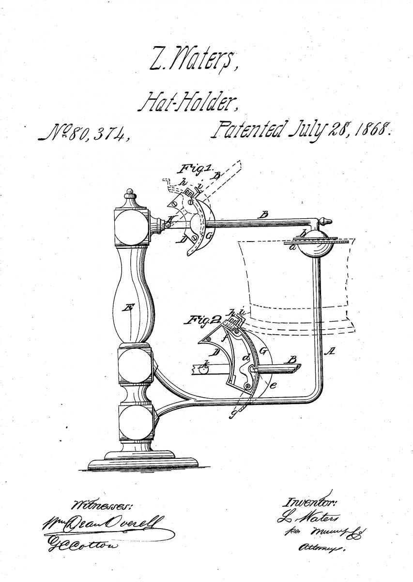 Waters' technical patent drawing.