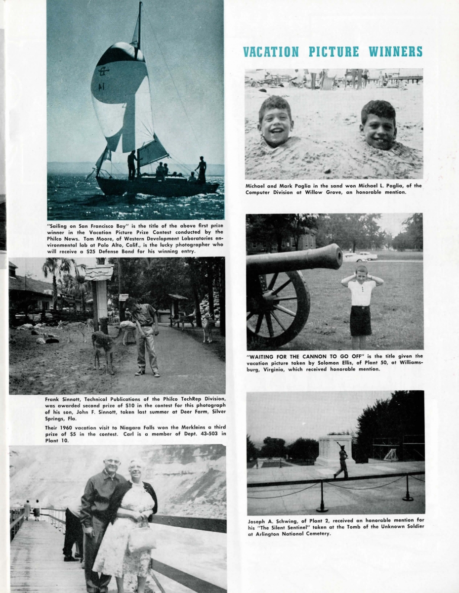 Philco employees photographs from their travels are highlighted