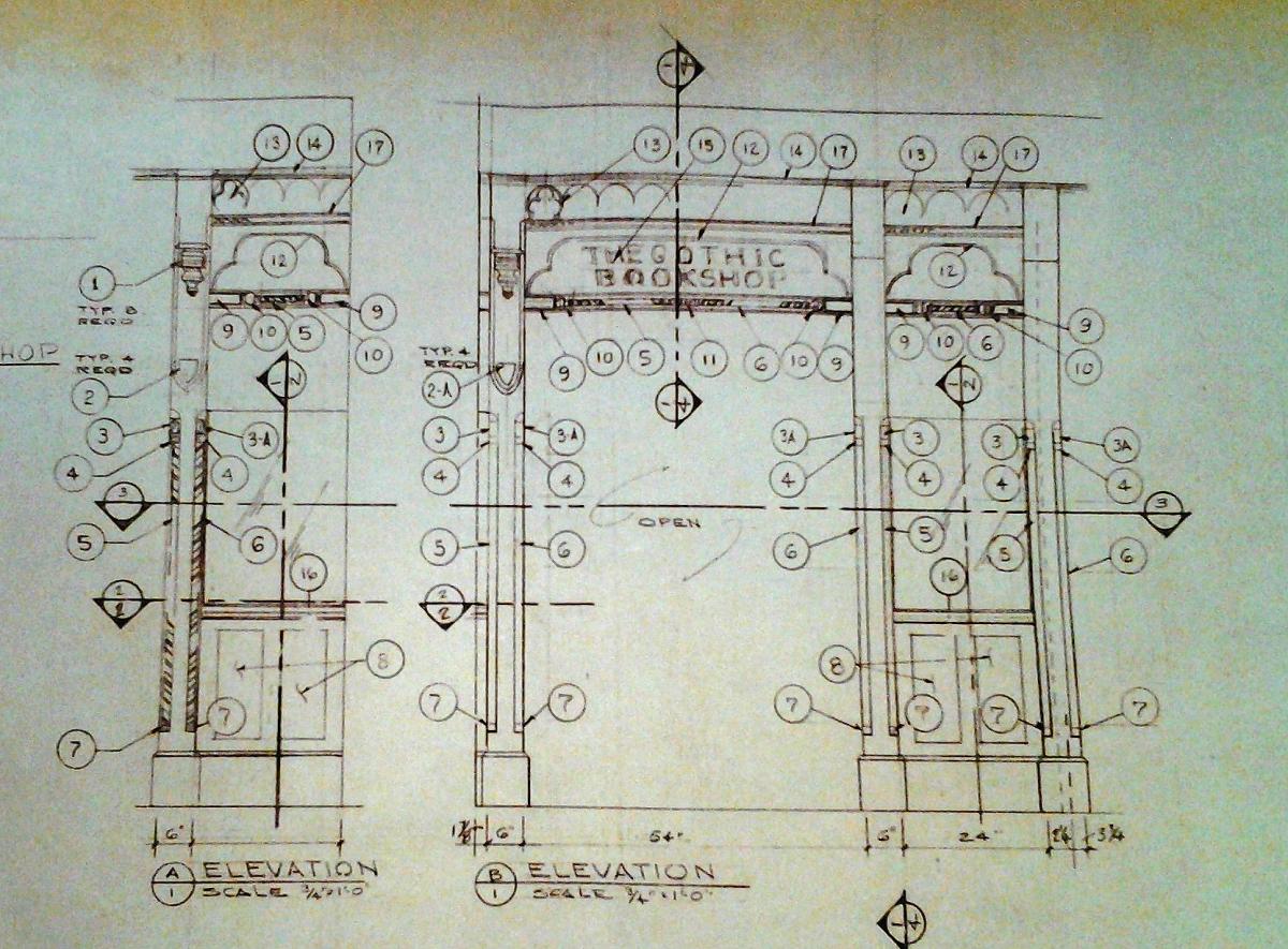 Hand drawn store fixtures plans