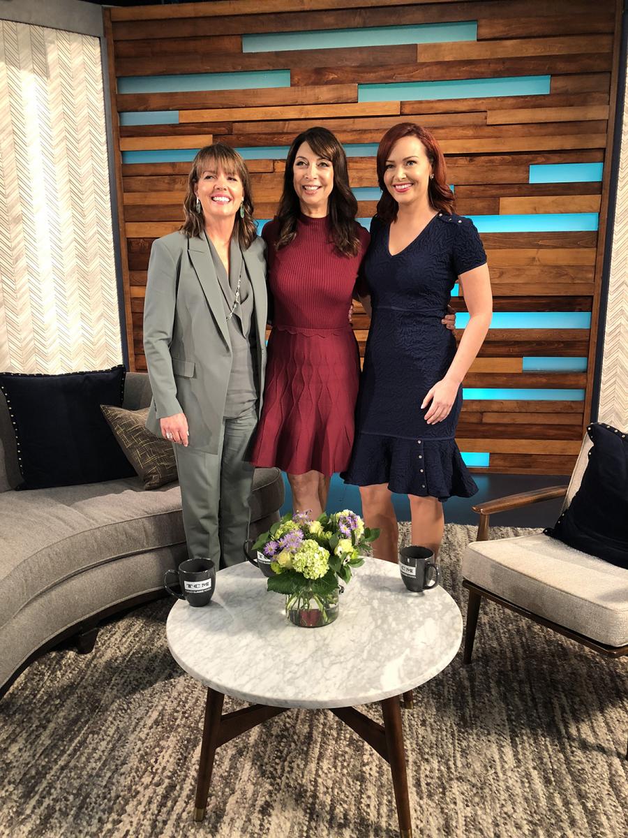 Mahar with Ileana Douglas and Alicia Malone on the TCM set.