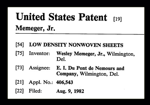Clip from the patent for low density nonwoven sheets