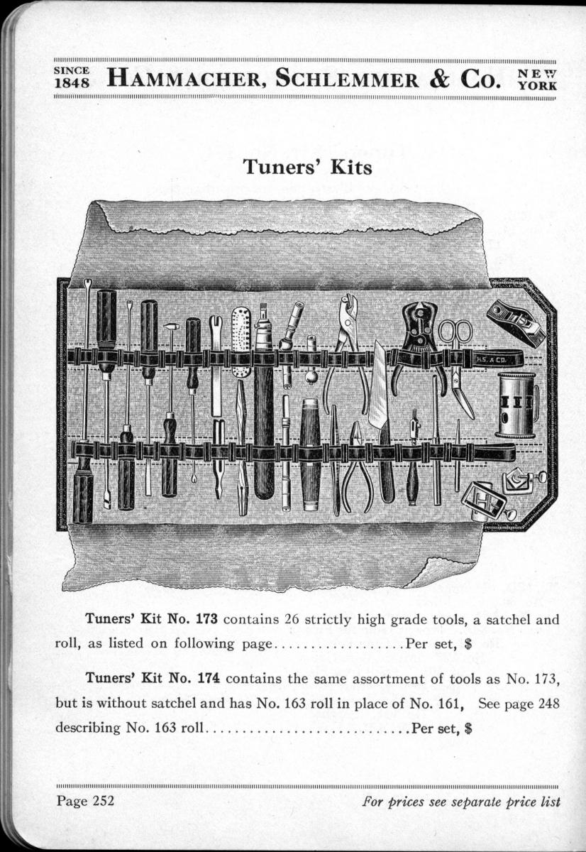 Hammacher, Schlemmer & Co. Tools for piano tuners, regulators and repairers. Catalogue No. 539
