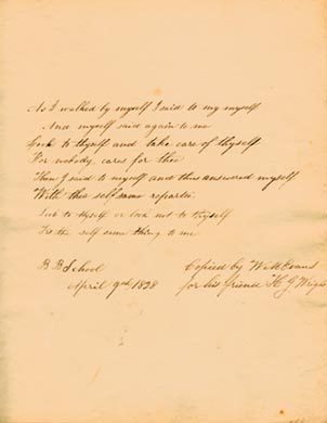 A page of the poems Harrison Wright received upon graduation